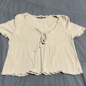 Gaze Cream Tie Front Over Shirt